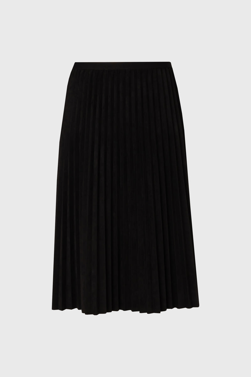 Black Accordion Microsuede Skirt