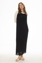 Black Accordion Pleat Maxi Jumper