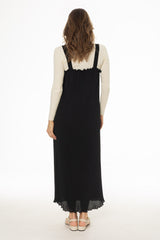 Black Accordion Pleat Maxi Jumper