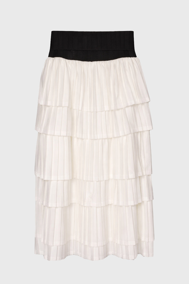 Black Accordion Pleat Ruffle Maxi Skirt – BLANK