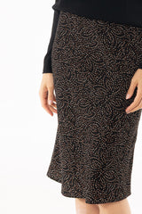 Black And Brown Dot Printed Slip Skirt