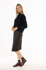 Black And Brown Dot Printed Slip Skirt