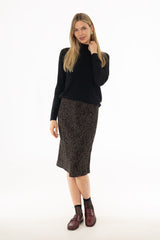 Black And Brown Dot Printed Slip Skirt