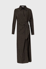 Black Paisley Side Tie Wrap Maxi Dress