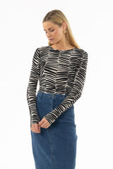 Black And White Safari Round Neck T-Shirt