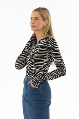 Black And White Safari Round Neck T-Shirt