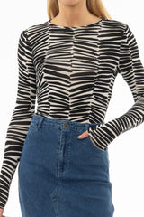 Black And White Safari Round Neck T-Shirt