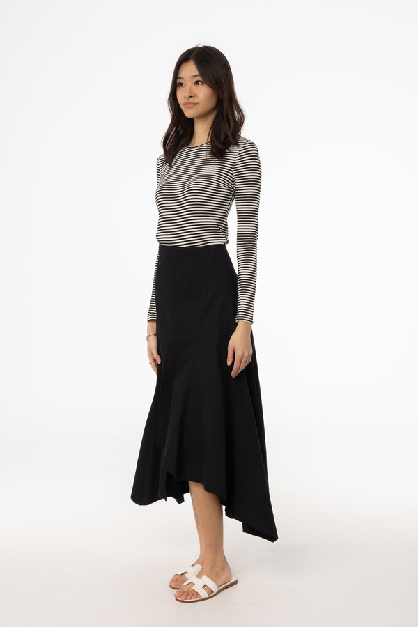 Black Asymmetrical Maxi Skirt