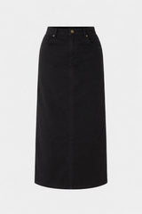 Black Basic Denim Maxi Skirt
