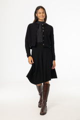 Black Basic Ribbed Knit Skirt