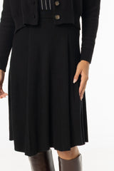 Black Basic Ribbed Knit Skirt