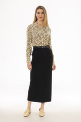 Black Basic Stretch Cotton Maxi Skirt