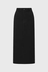 Black Basic Stretch Cotton Maxi Skirt