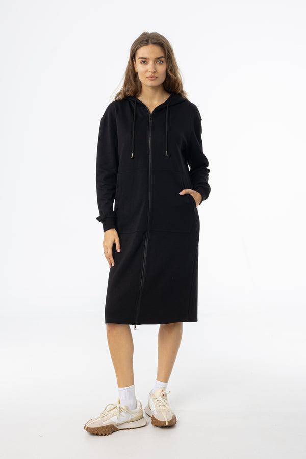 Black Basic Zipper Dress