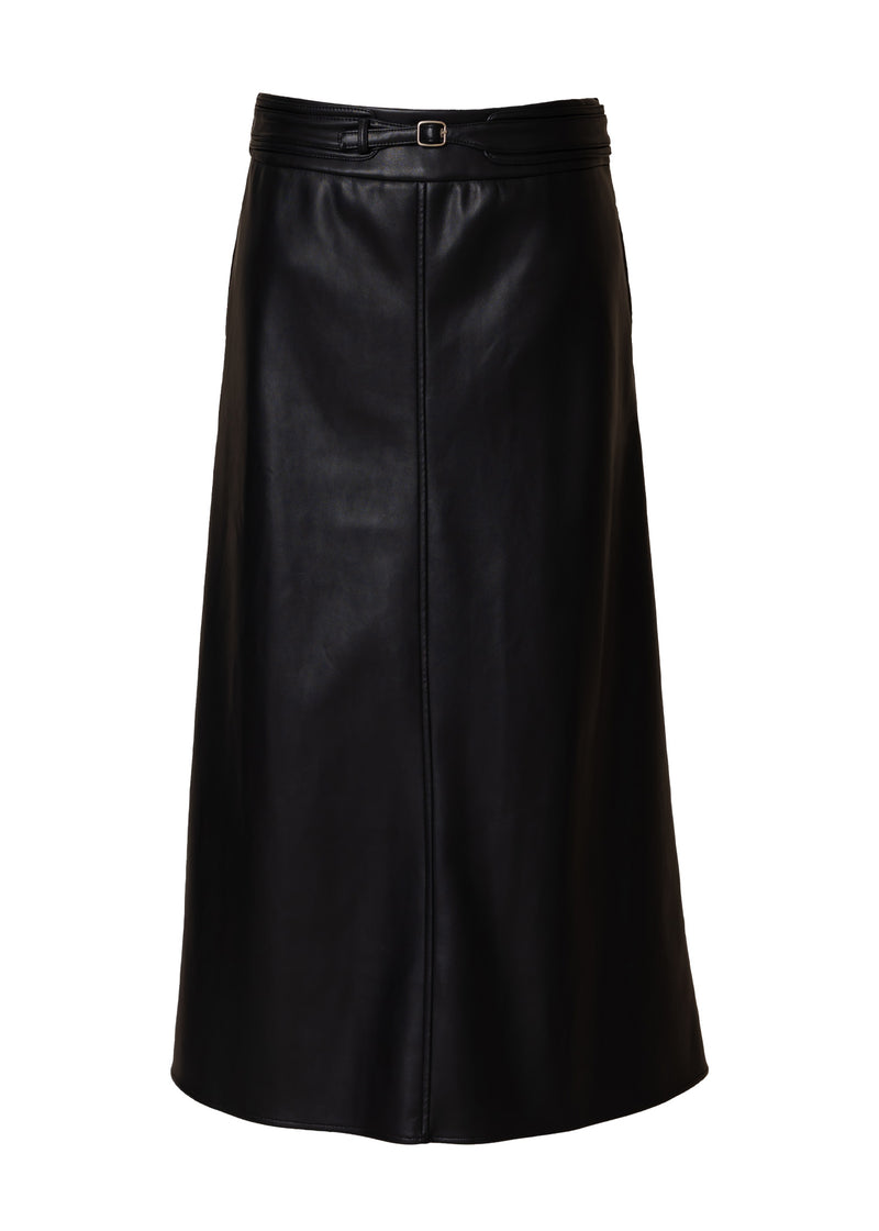 Black Belted Leather Skirt