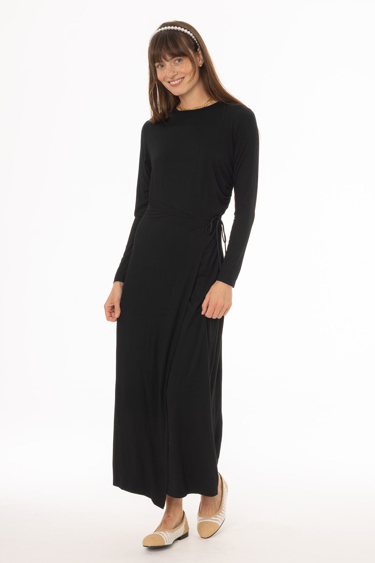 rope strap a-line maxi dress Muse Braided Straps Dress - Black main image 1