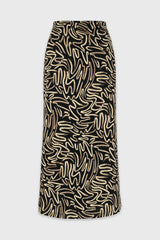 Black  Brushstroke Printed Slip Skirt