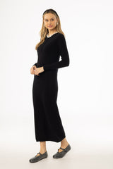 Black Button Detail Maxi Dress