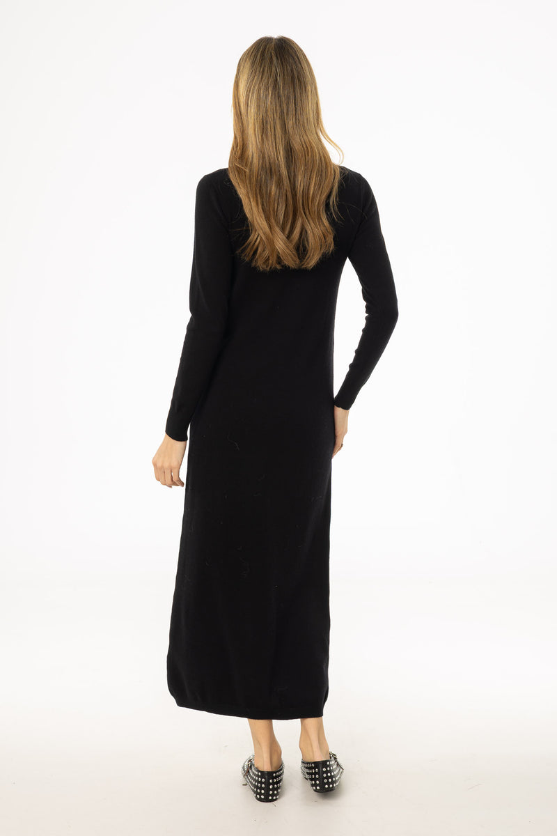 Black Button Detail Maxi Dress