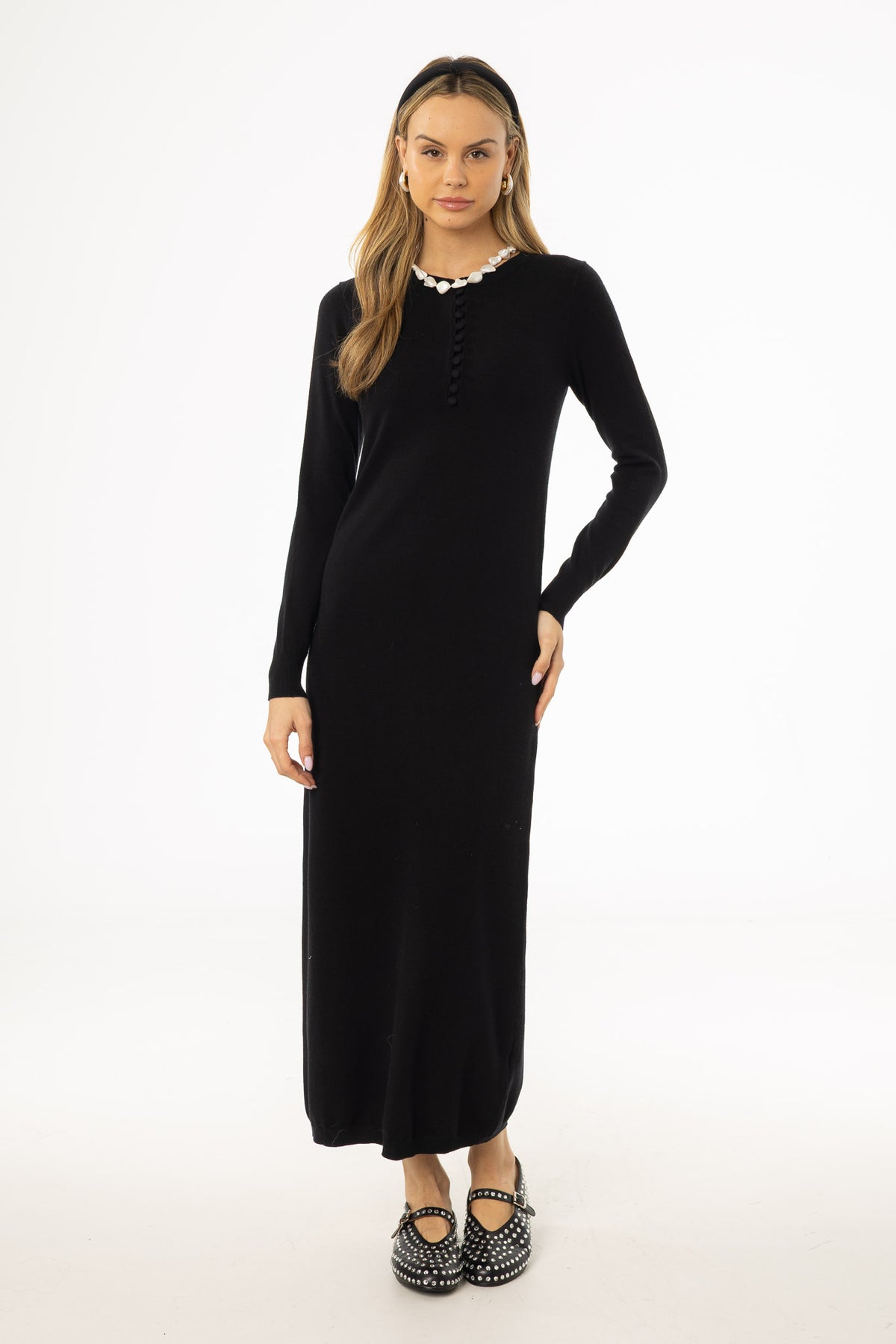 Black Button Detail Maxi Dress – BLANK