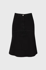 Black Denim Flare Skirt