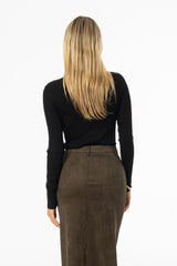 Black Button Knit Top
