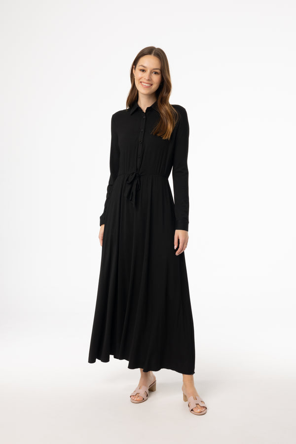 Black Button Maxi Dress