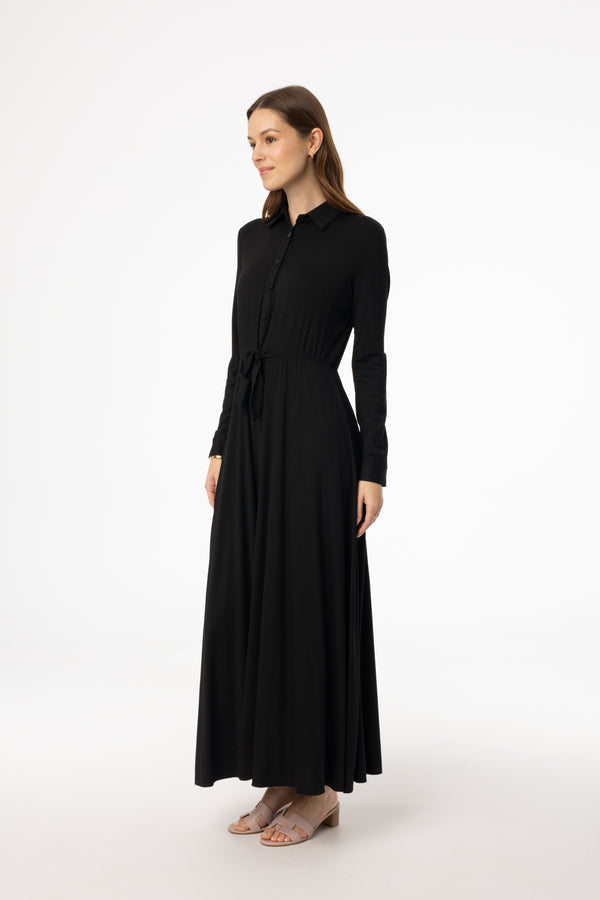 Black Button Maxi Dress