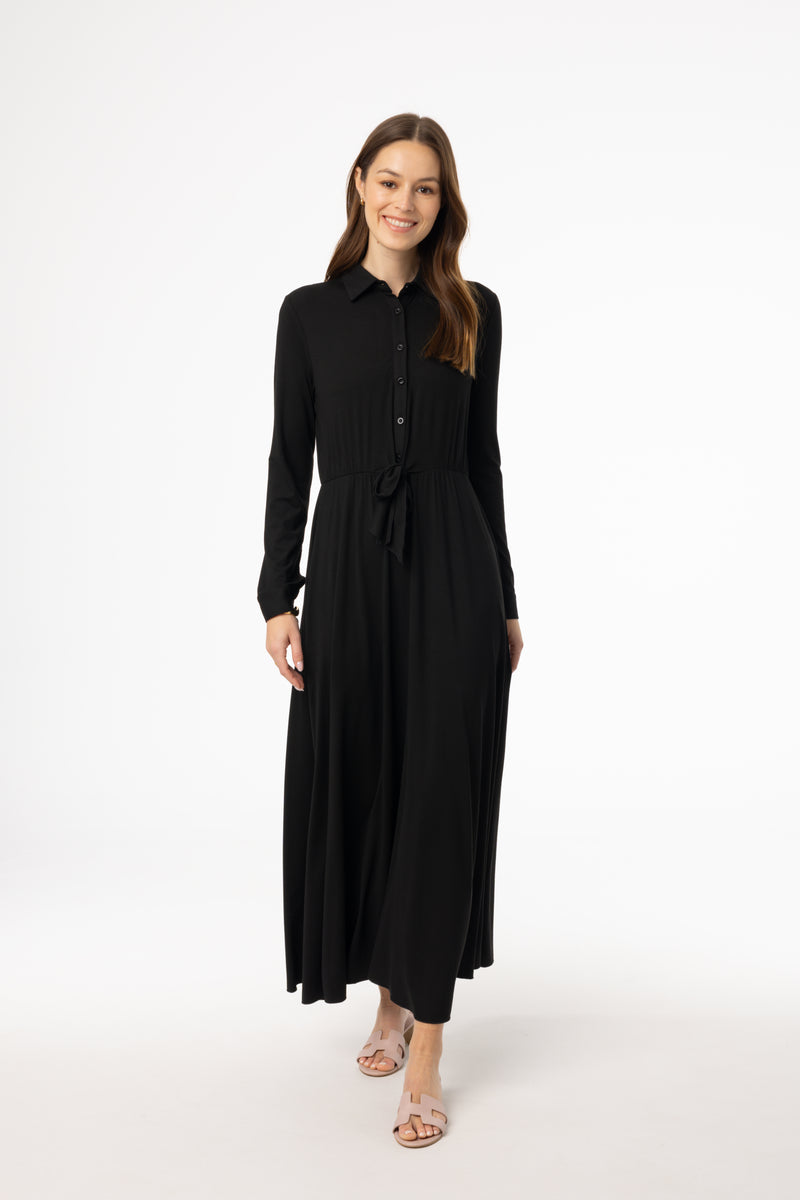 Black Button Maxi Dress