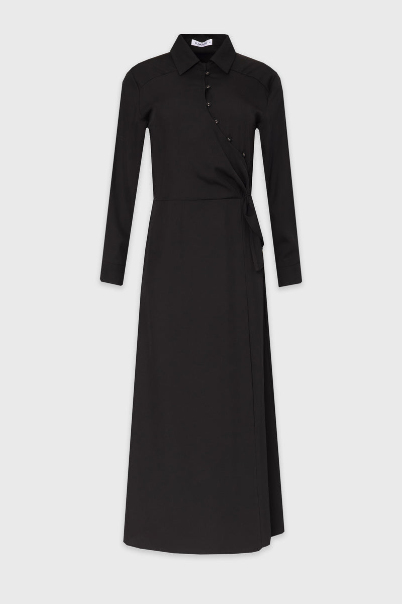 black button up maxi dress Islet Button-Down Linen Blend Maxi Dress