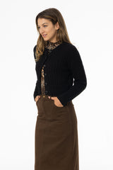 Black Cable Knit Cardigan