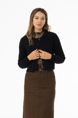 Black Cable Knit Cardigan
