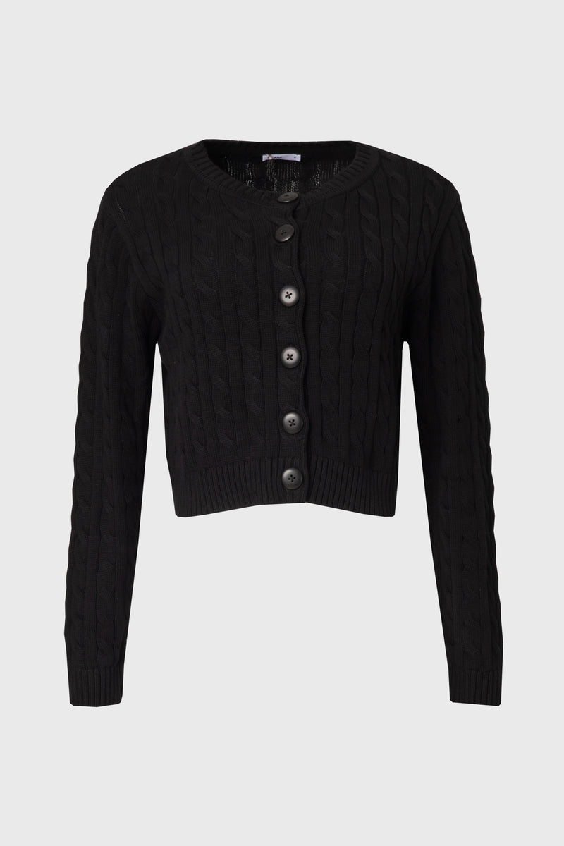 Black Cable Knit Cardigan