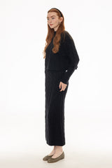 Black Cable Knit Maxi Jumper