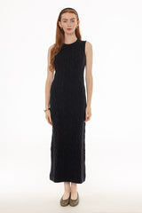 Black Cable Knit Maxi Jumper
