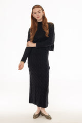 Black Cable Knit Maxi Jumper