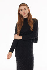 Black Cable Knit Overlay Sweater