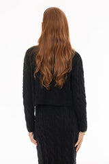 Black Cable Knit Overlay Sweater