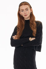 Black Cable Knit Overlay Sweater