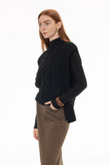 Black Cable Knit Side Tie Overlay