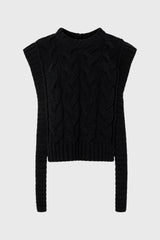 Black Cable Knit Side Tie Overlay