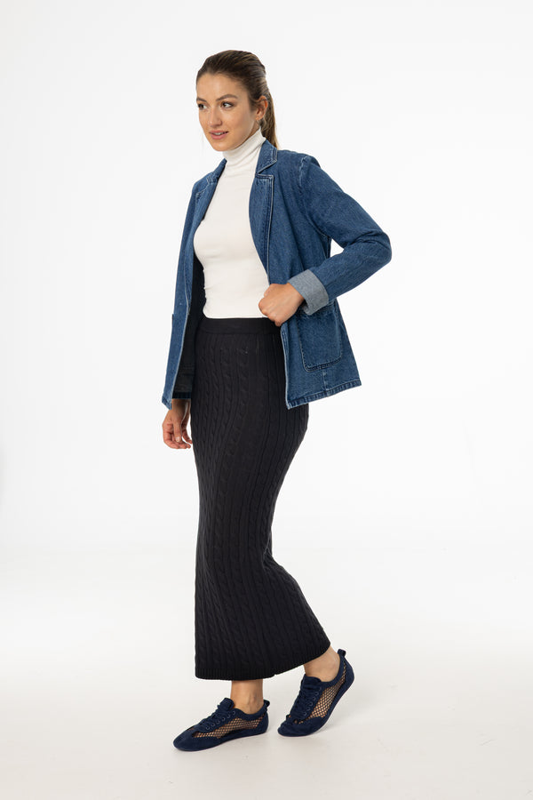 Black Cable Knit Skirt