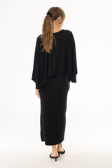 Black Cape Detail Maxi Dress