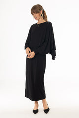 Black Cape Detail Maxi Dress