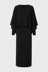 Black Cape Detail Maxi Dress