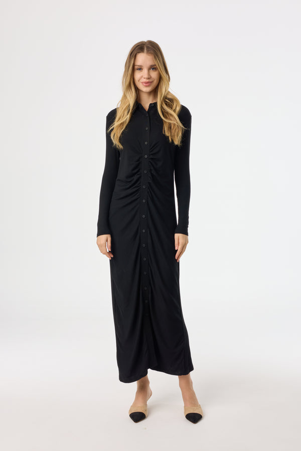 Black Cardi Ruched Maxi