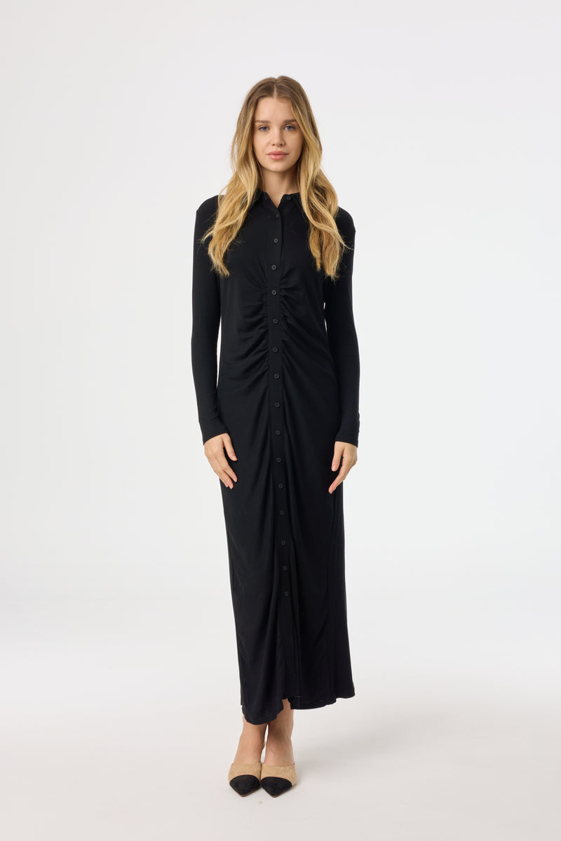 Black Cardi Ruched Maxi