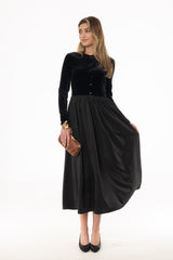 Black Cardigan Combo Maxi Dress