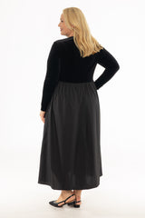Black Cardigan Combo Maxi Dress