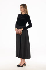 Black Cardigan Combo Maxi Dress